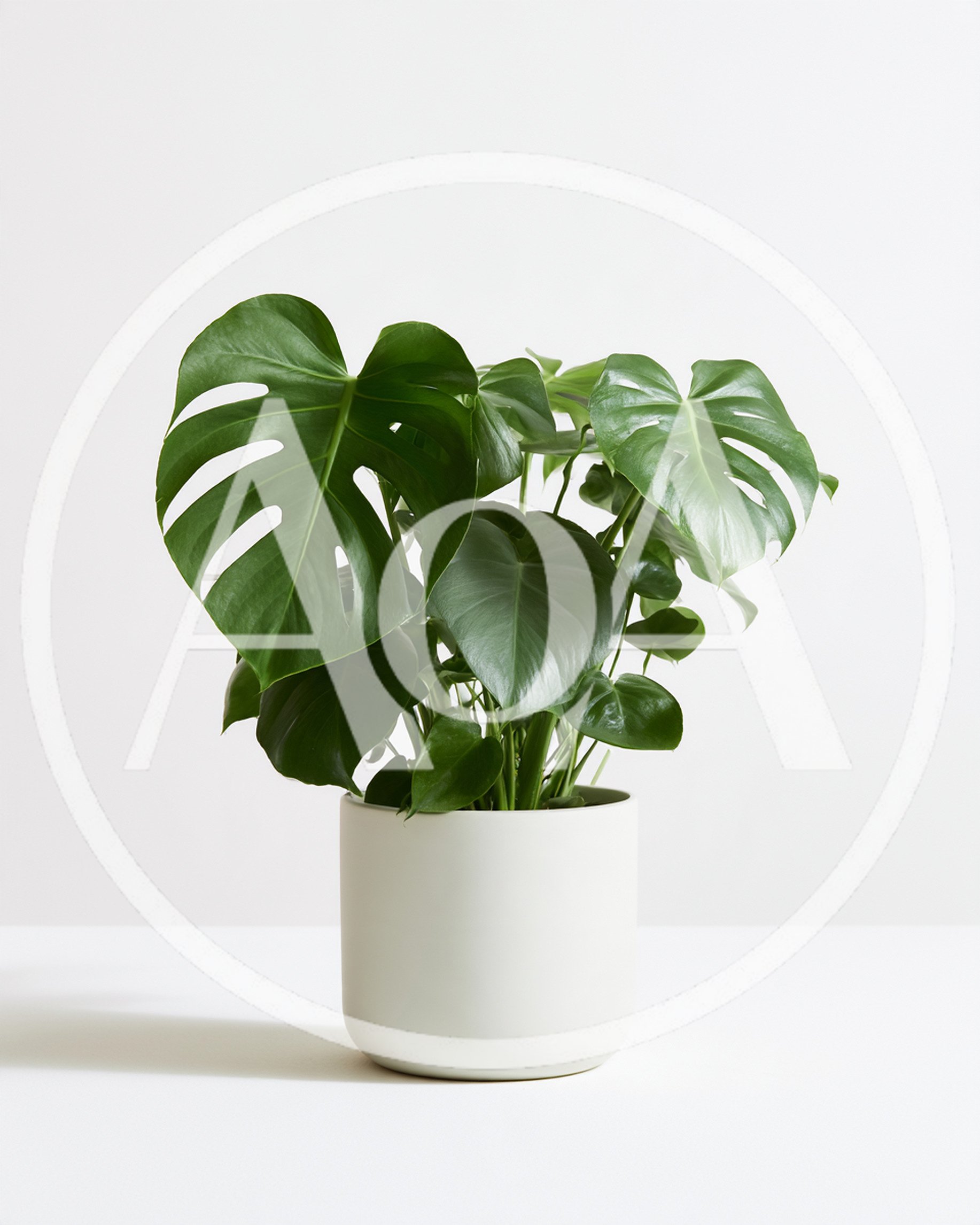 Potted Monstera Deliciosa Plant On White Background