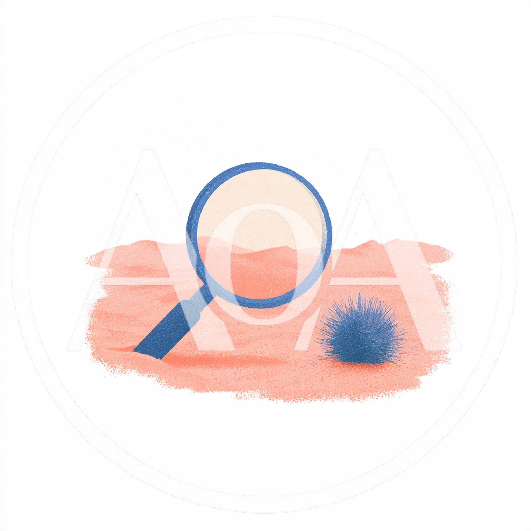 Magnifying Glass Over Desert Sand With Tumbleweed