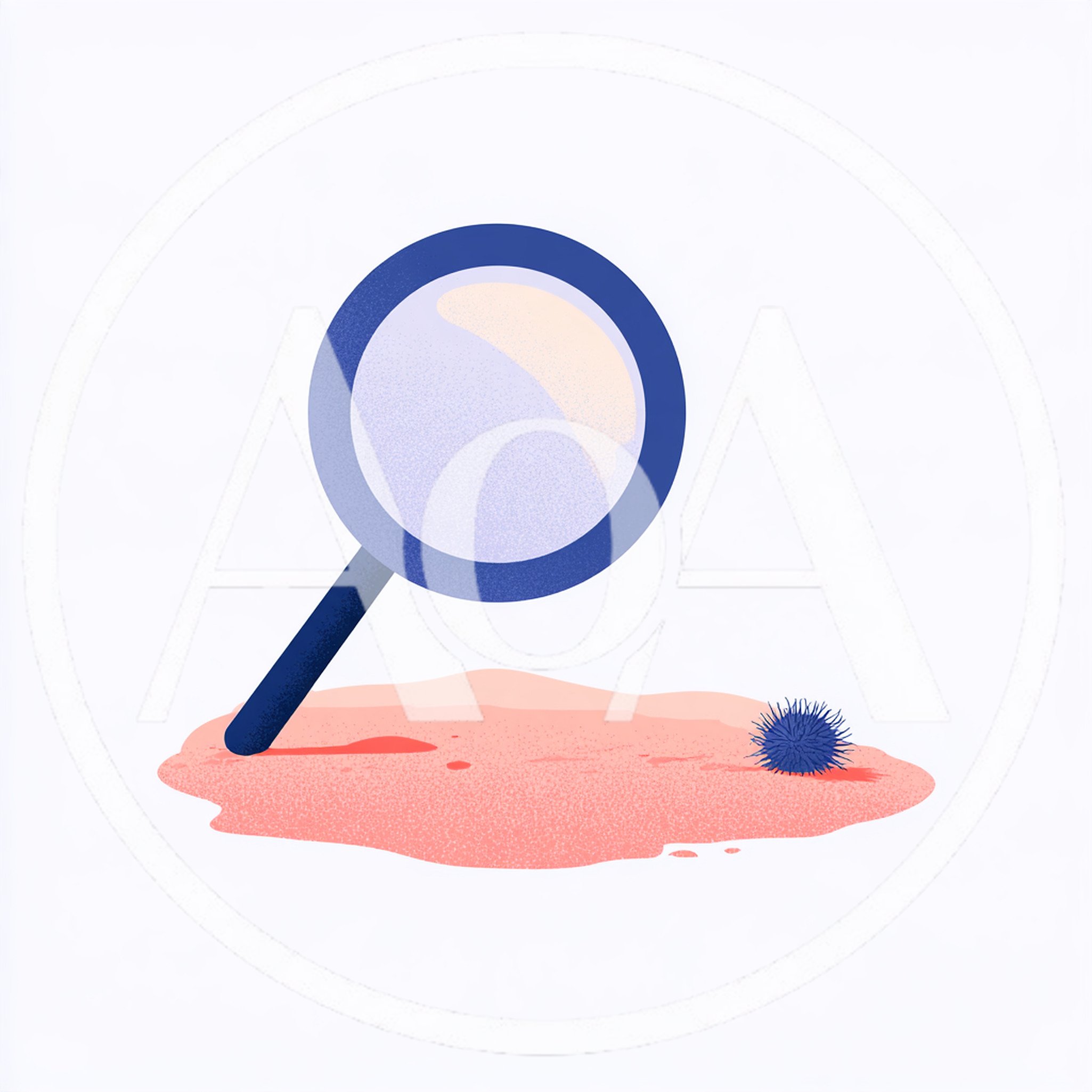 Magnifying Glass Examining A Small Spiky Virus