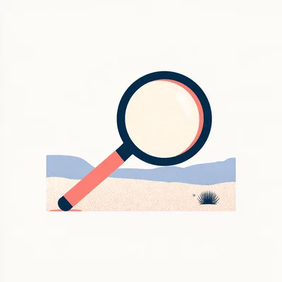 Magnifying Glass Over Desert Landscape Illustration