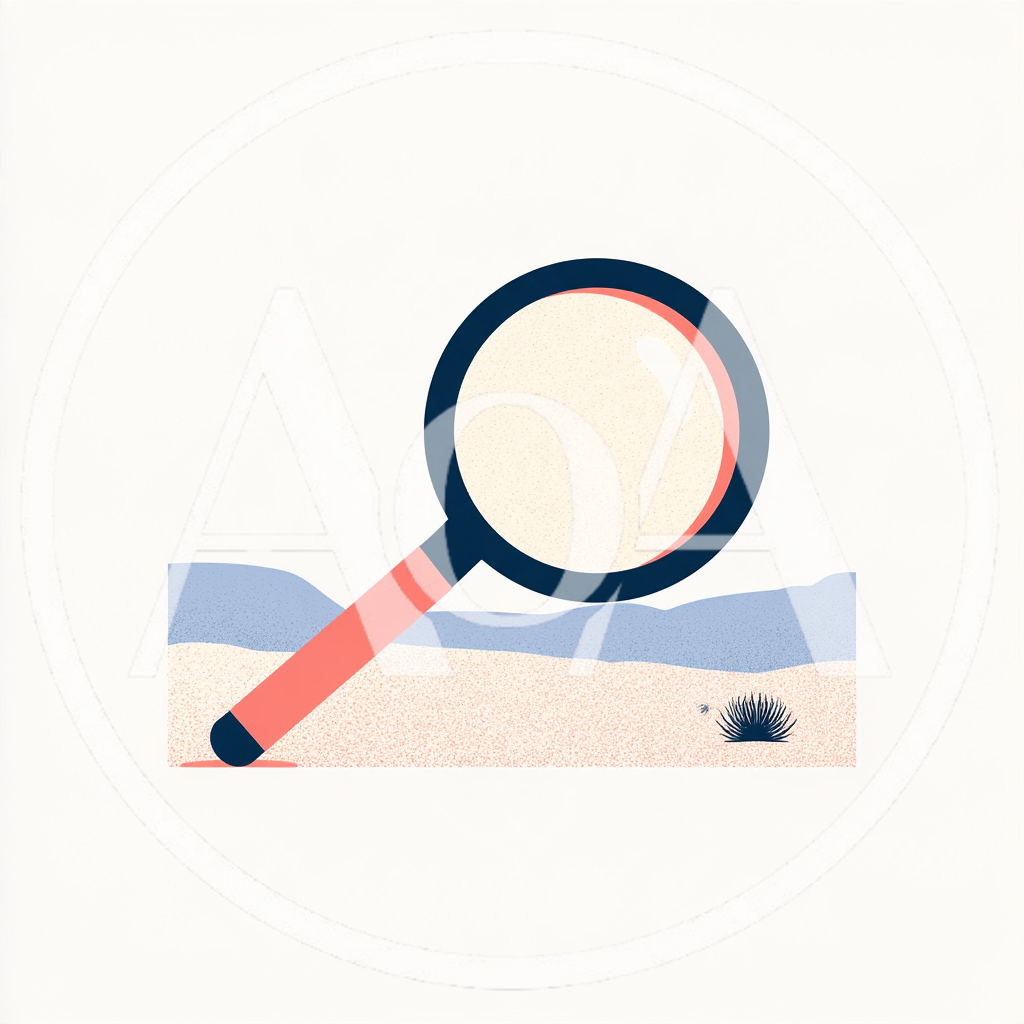 Magnifying Glass Over Desert Landscape Illustration