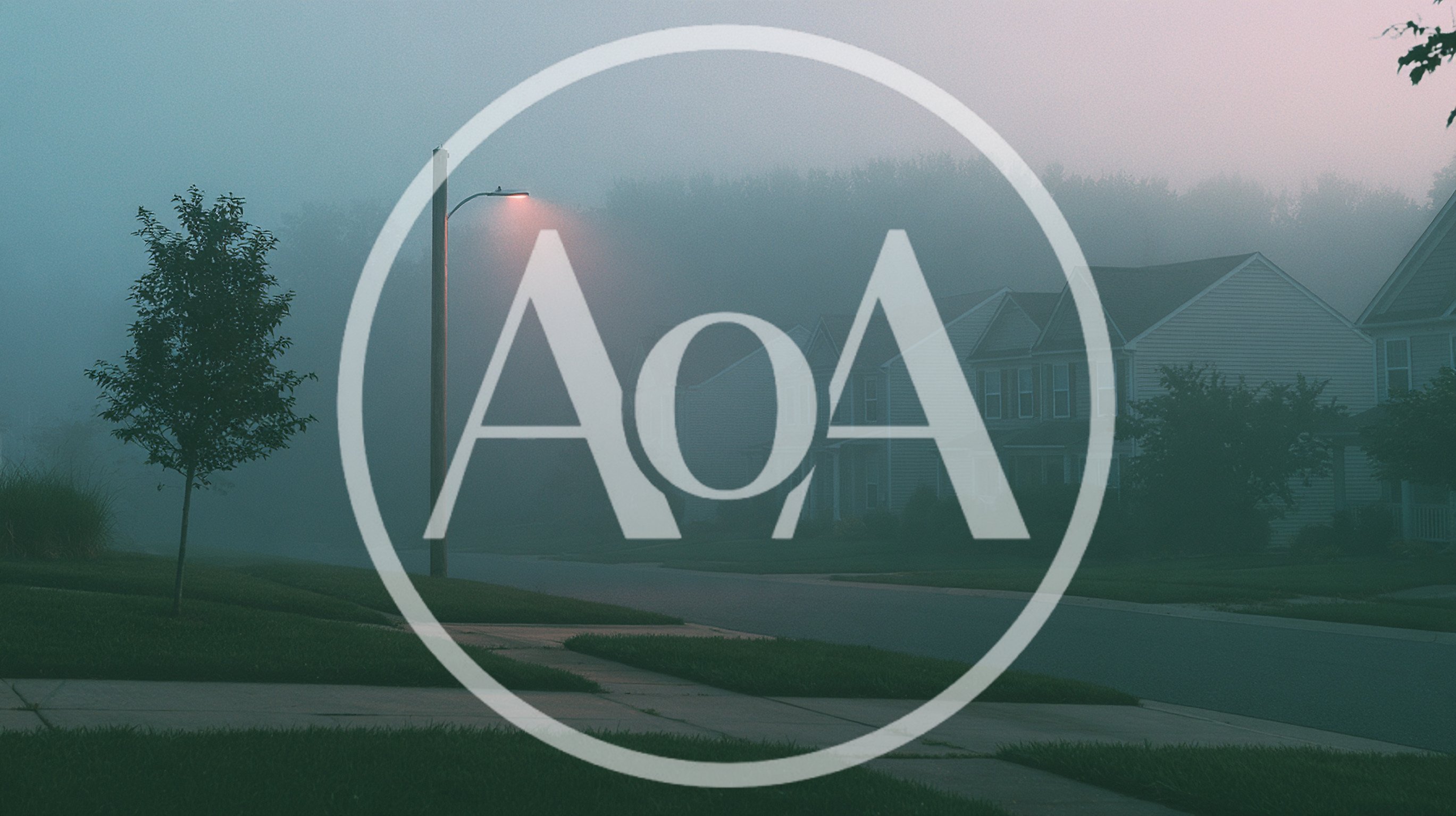 Suburban Street Scene In Dense Morning Fog