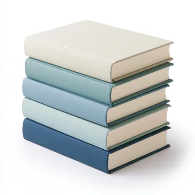Stack Of Five Minimalist Books In Blue Shades