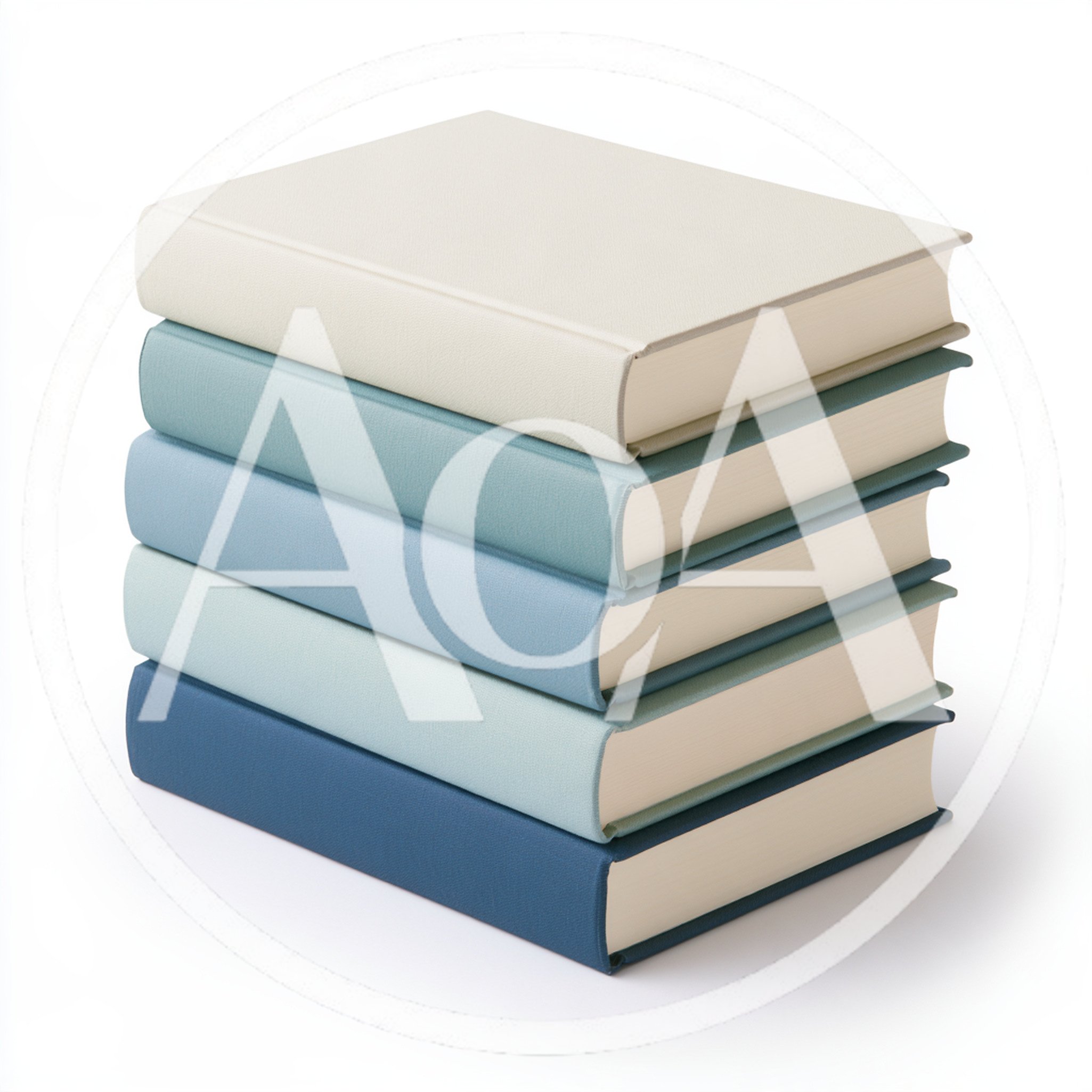 Stack Of Five Minimalist Books In Blue Shades