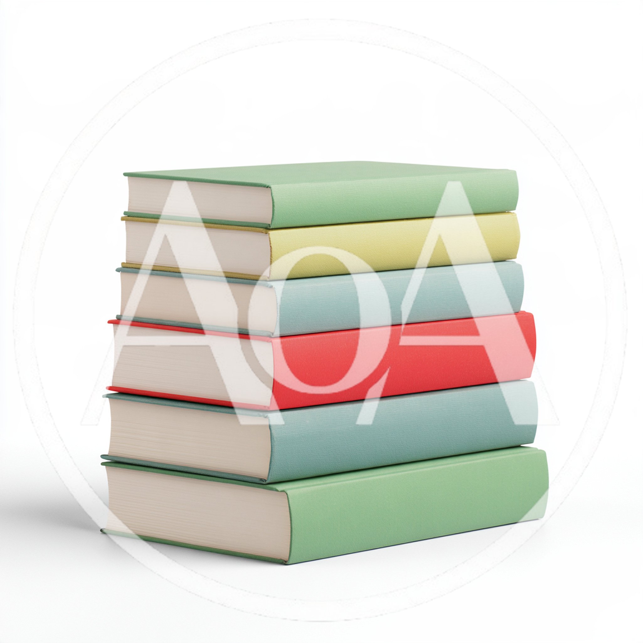 Stack Of Six Colorful Hardcover Books