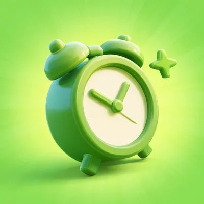 3D Rendered Green Alarm Clock Icon
