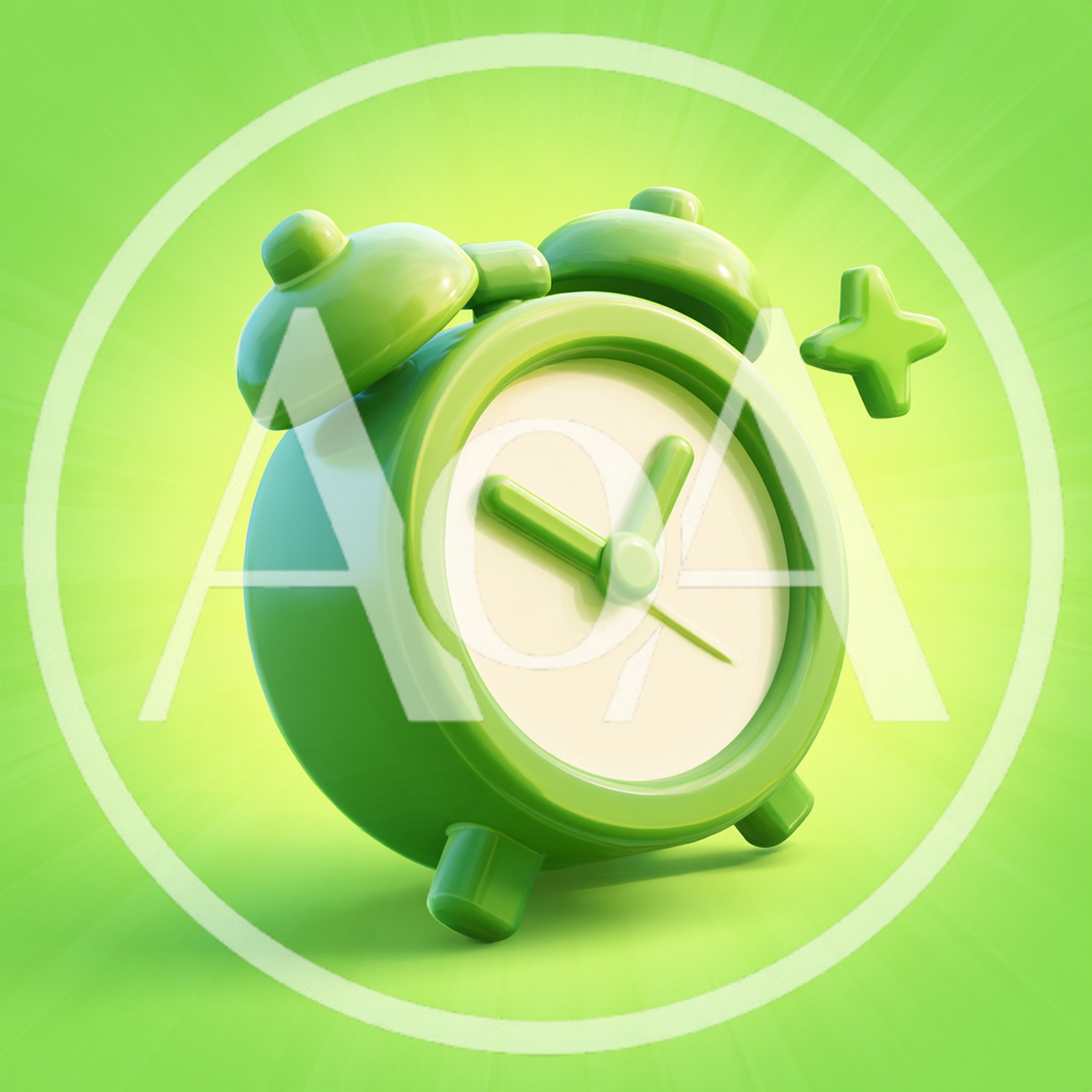 3D Rendered Green Alarm Clock Icon