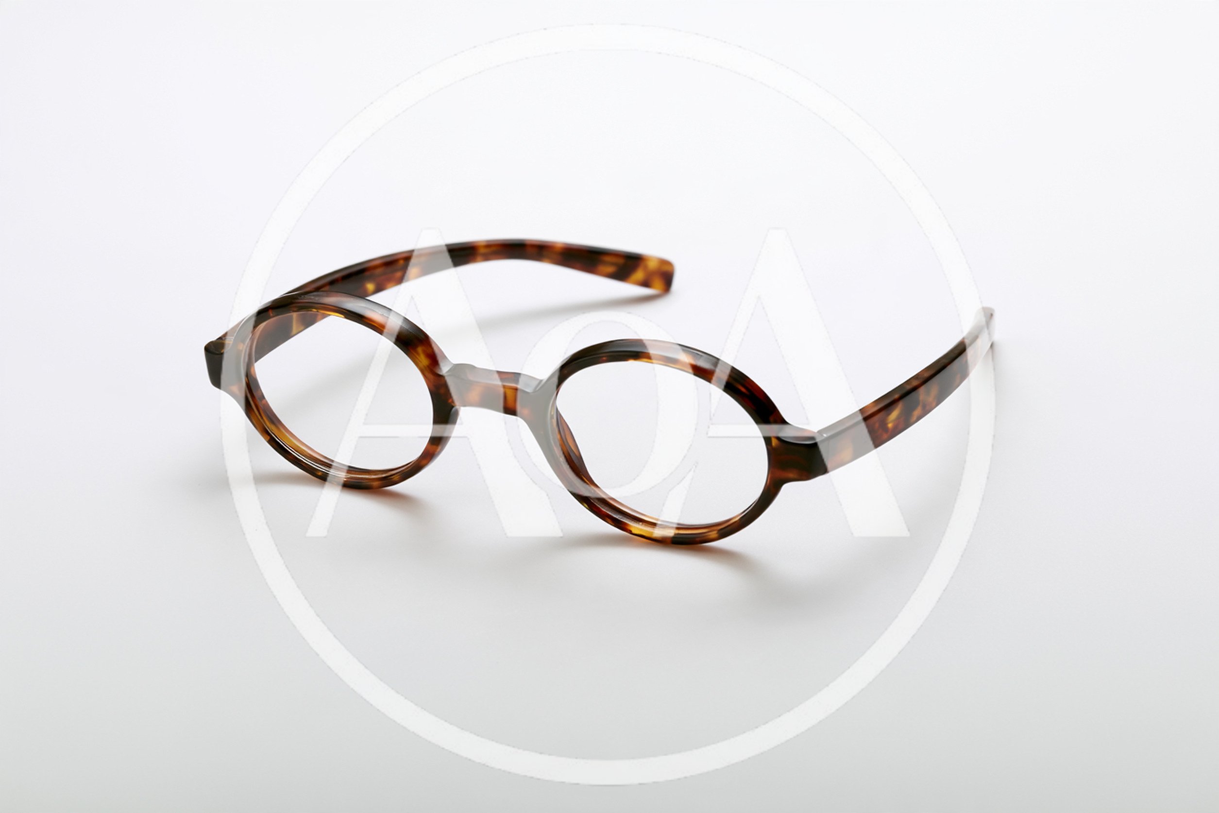 Tortoiseshell Round Frame Glasses on White Background