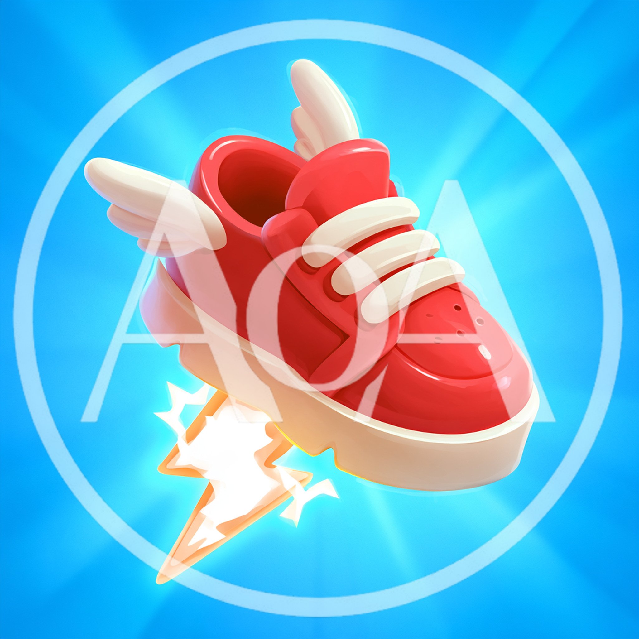 Red Winged Sneaker With Lightning Bolt Icon