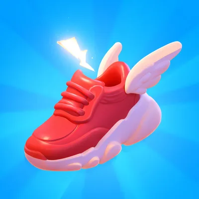 3D Rendered Red Sneaker With Wings And Lightning Bolt