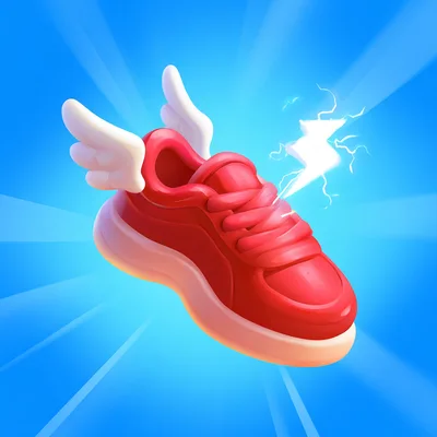 Red Winged Sneaker With Lightning Bolt Icon