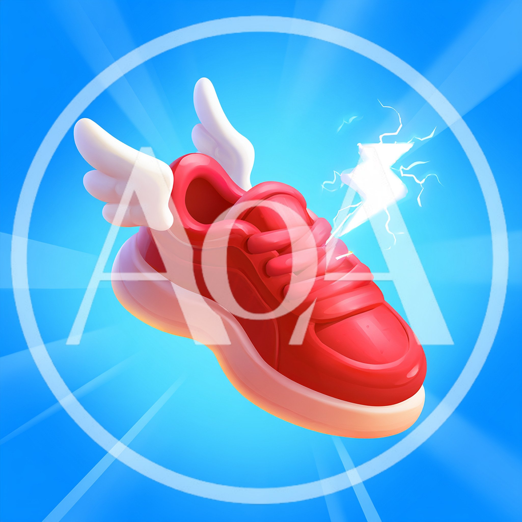 Red Winged Sneaker With Lightning Bolt Icon