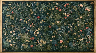 Millefleur Tapestry Style Floral Botanical Pattern