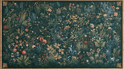 Millefleur Tapestry Style Floral Botanical Background