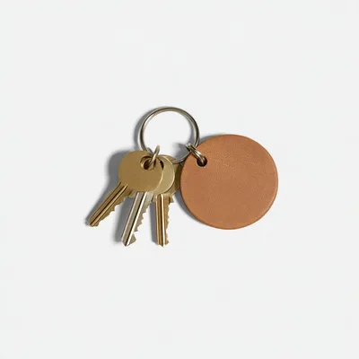 Set of Brass Keys with Leather Keychain
