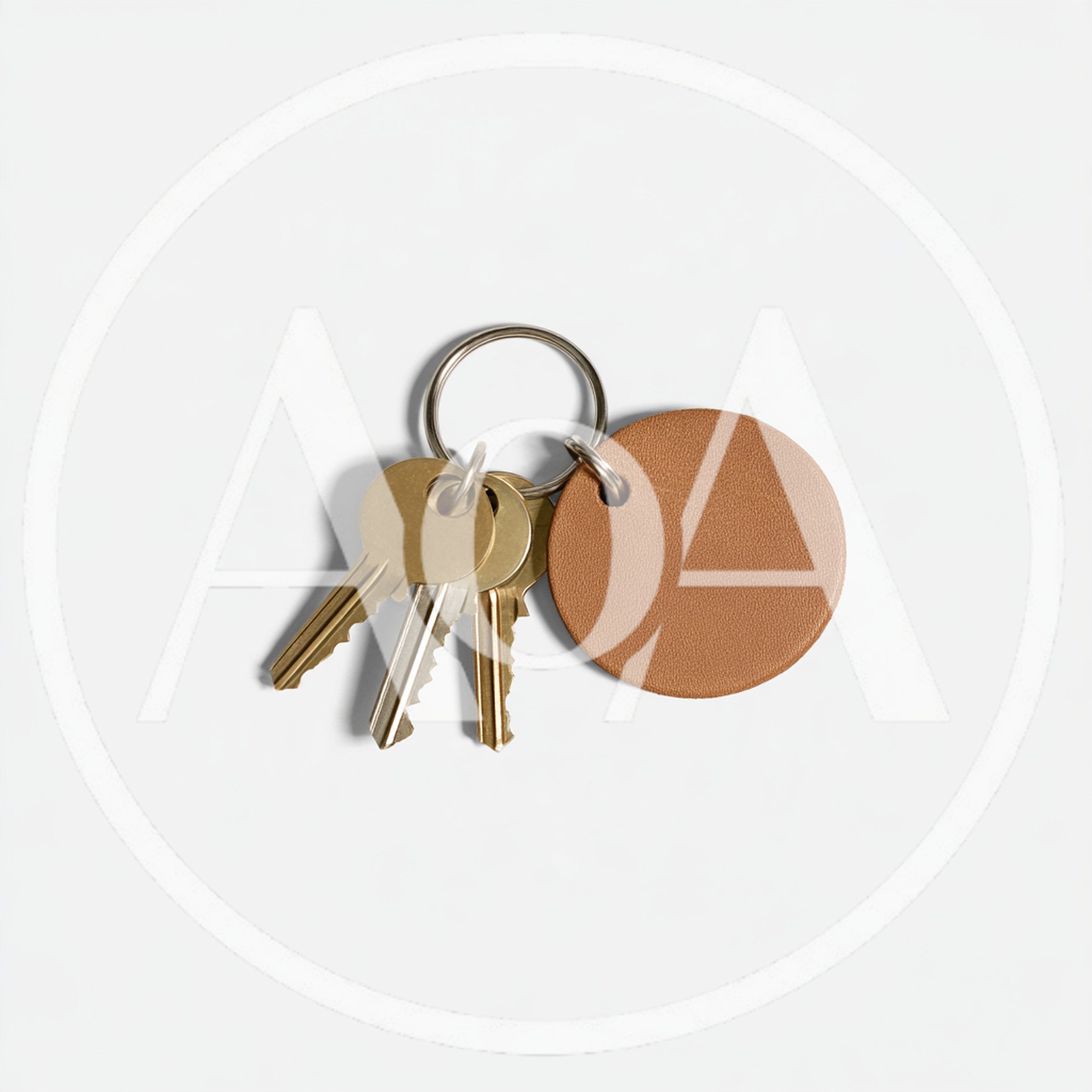 Set of Brass Keys with Leather Keychain