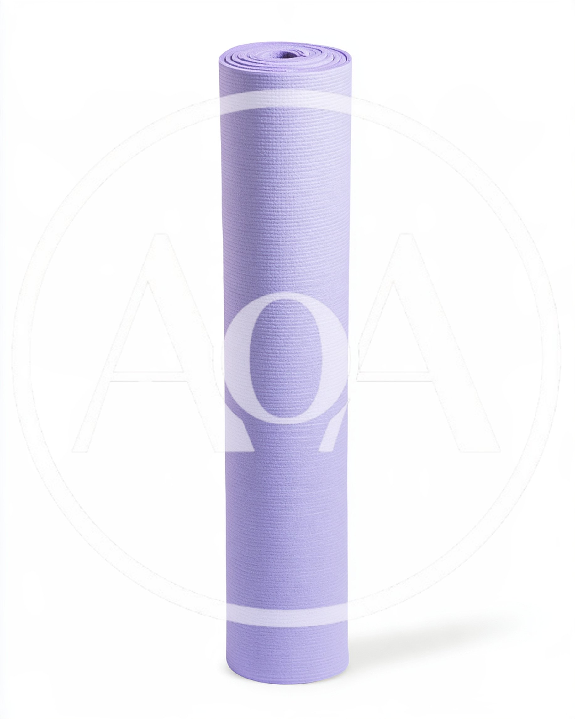 Rolled Purple Yoga Mat Isolated On White Background