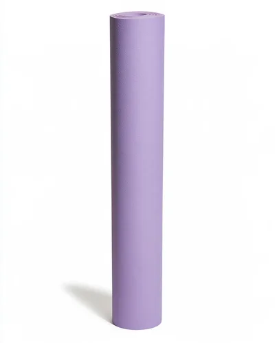 Rolled Purple Yoga Mat On White Background