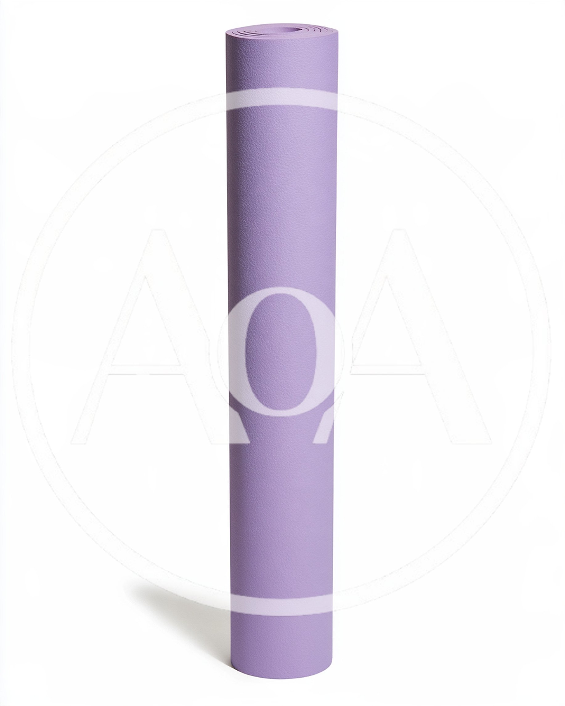 Rolled Purple Yoga Mat On White Background