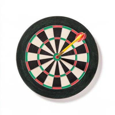 Single Dart Hitting The Bullseye On A Dartboard