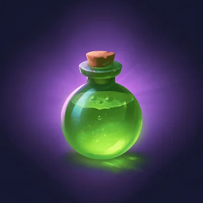 Glowing Green Magic Potion Bottle With Cork Stopper