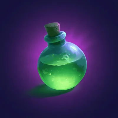 Glowing Green Magic Potion Bottle Illustration