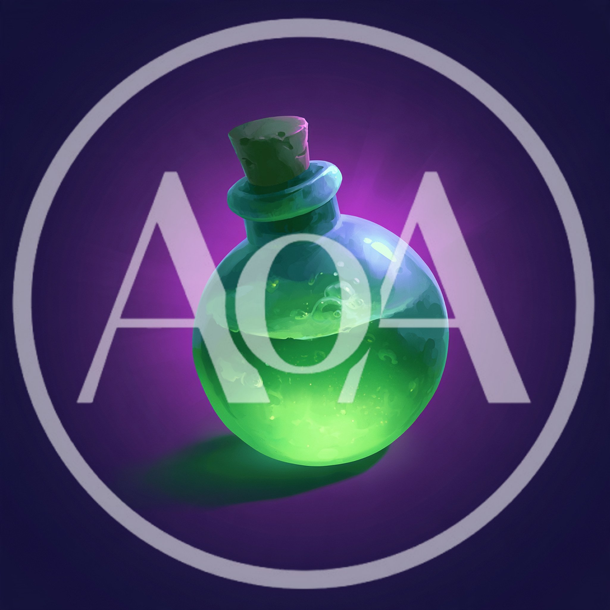 Glowing Green Magic Potion Bottle Illustration