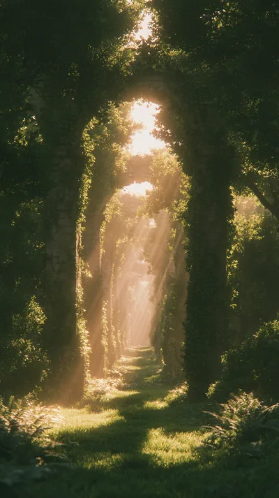 Sunlight Streaming Through Ancient Stone Archway Ruins