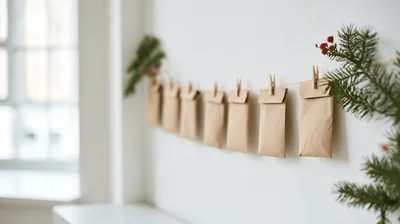 Advent Calendar Made Of Brown Paper Bags