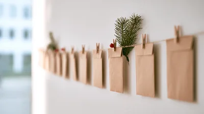 DIY Advent Calendar Hanging On A White Wall