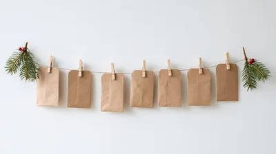 Christmas Advent Calendar Bags Hanging On String