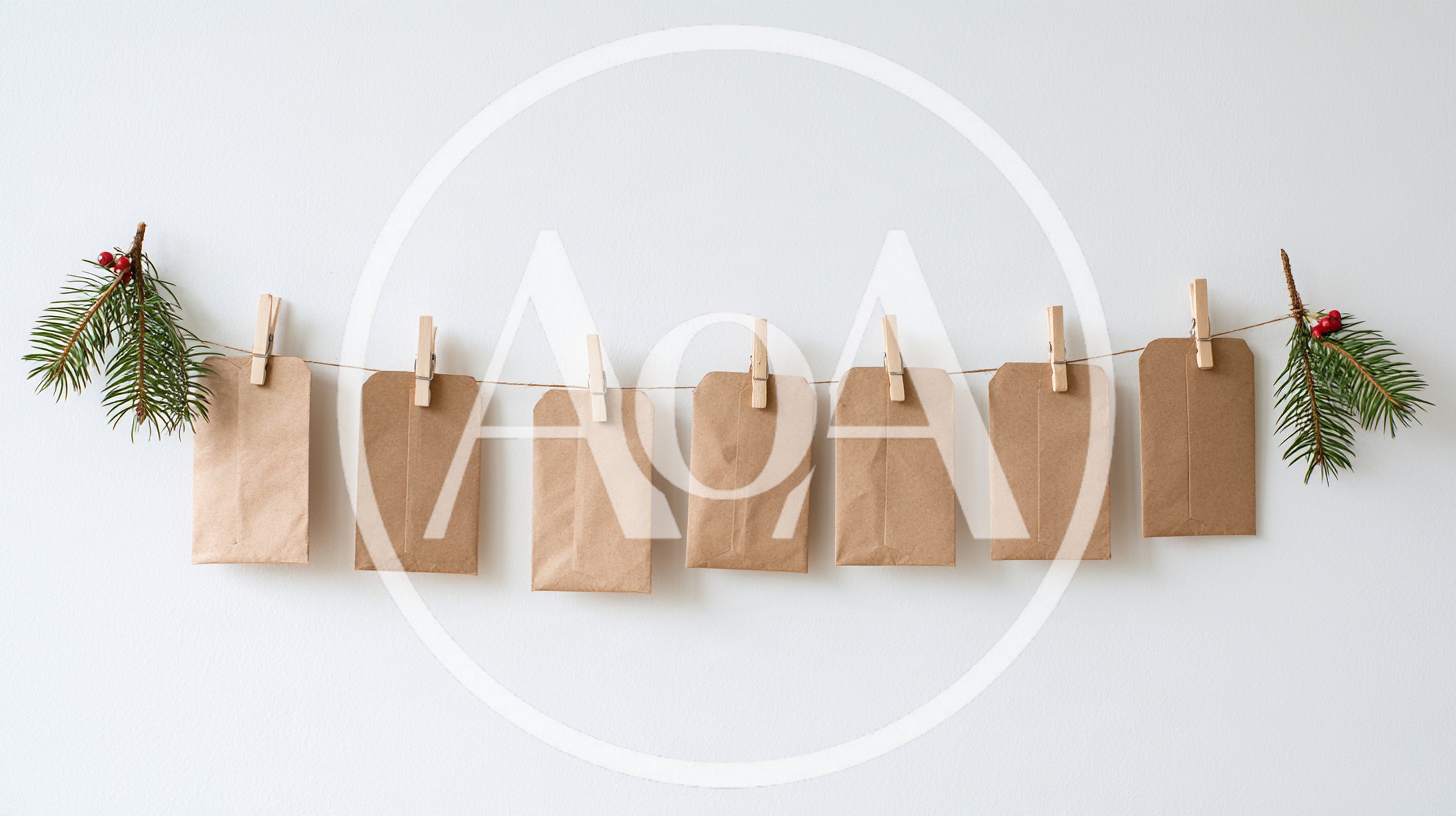 Christmas Advent Calendar Bags Hanging On String