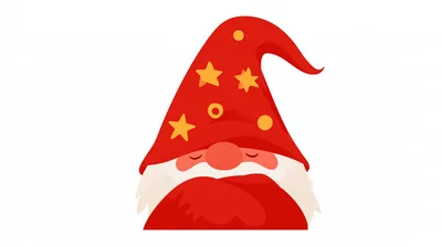 Cute Cartoon Christmas Gnome With Red Hat