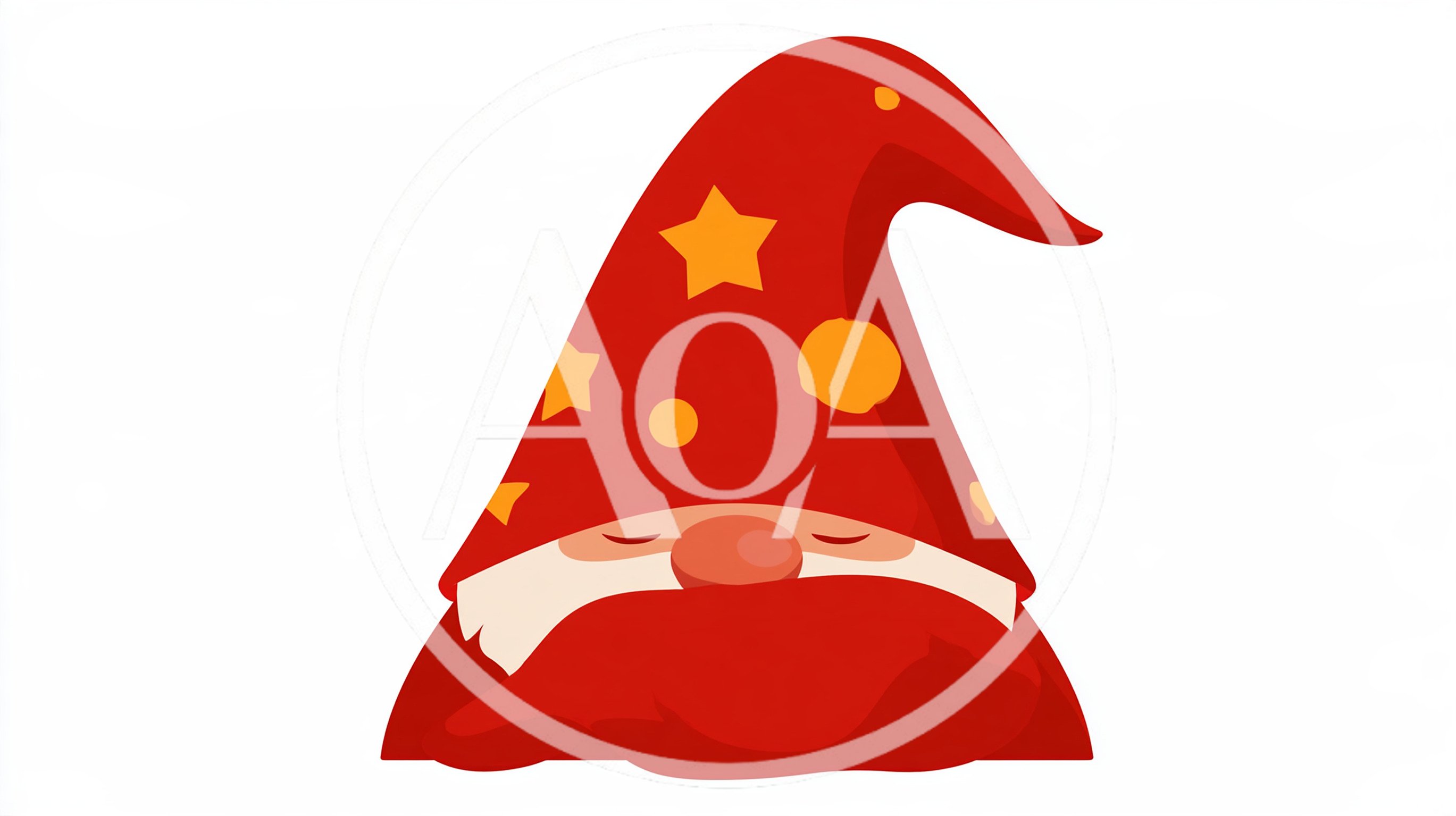 Cute Cartoon Wizard Gnome With Red Hat