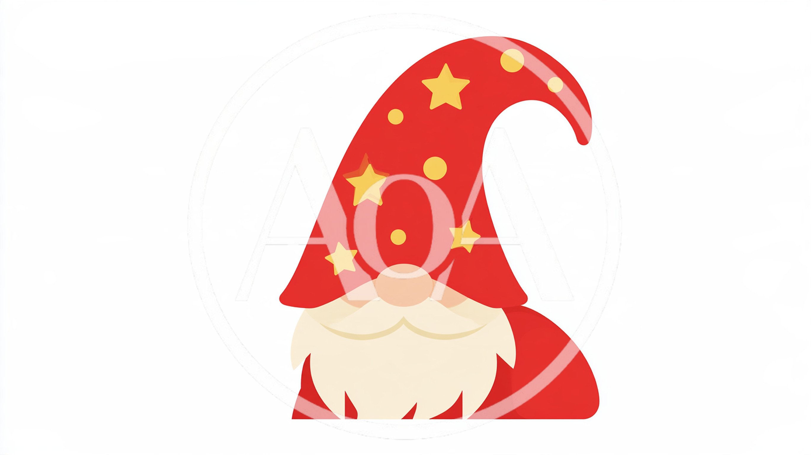 Cute Cartoon Wizard Gnome With Red Starry Hat