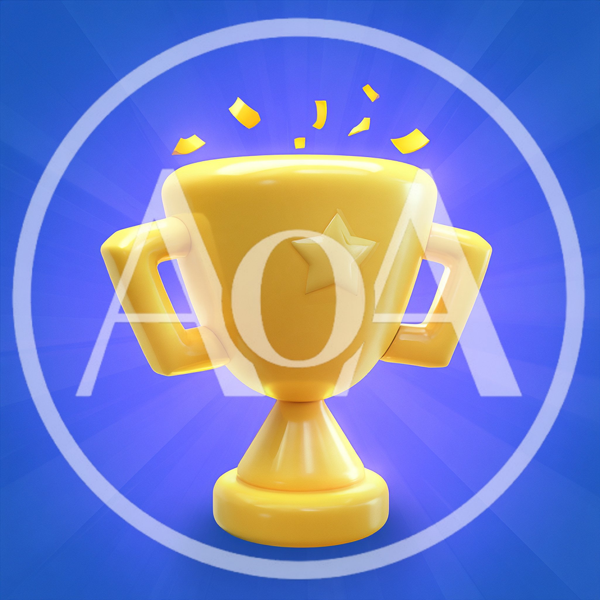 3D Rendered Golden Trophy Cup With Confetti