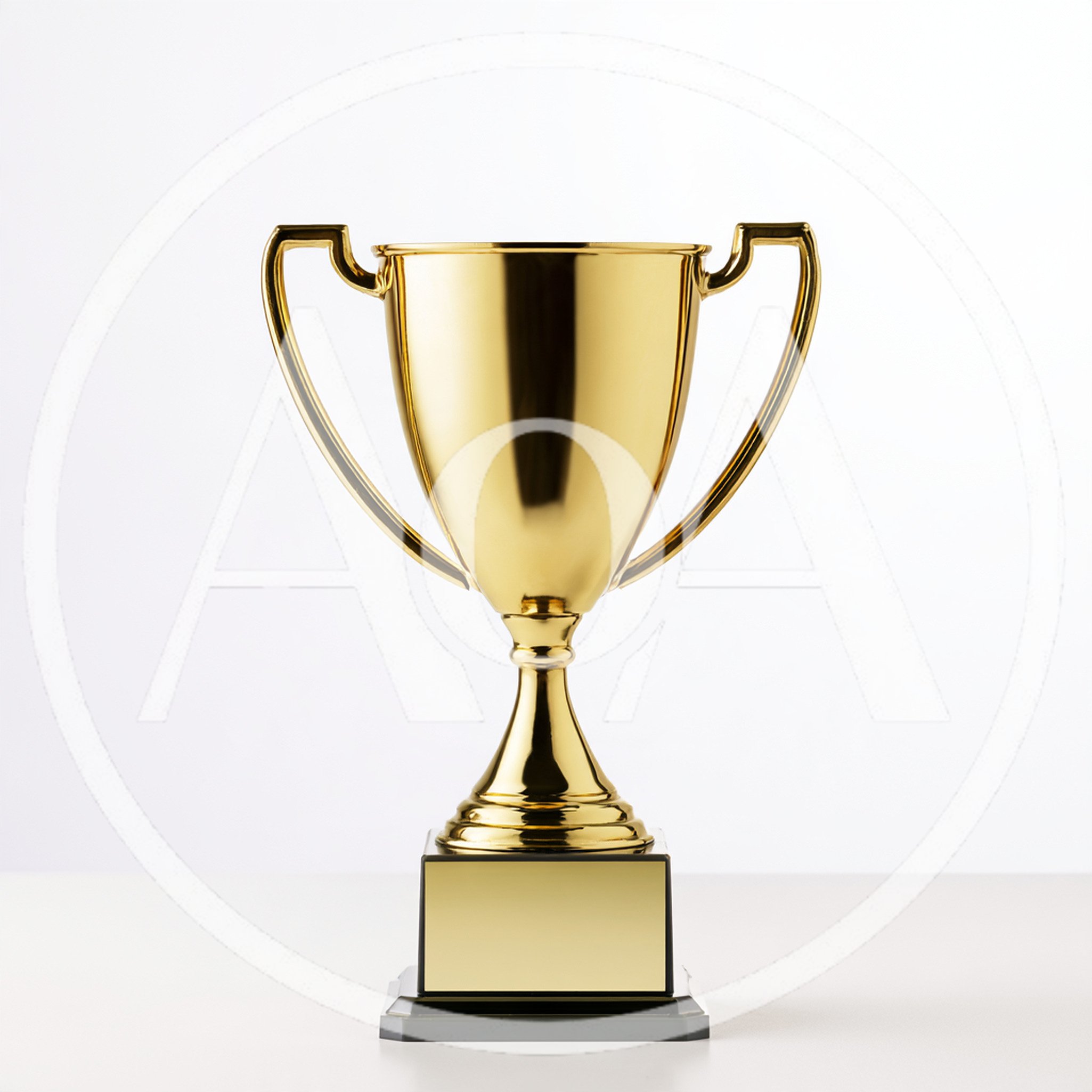 Shiny Gold Trophy Cup On A White Surface