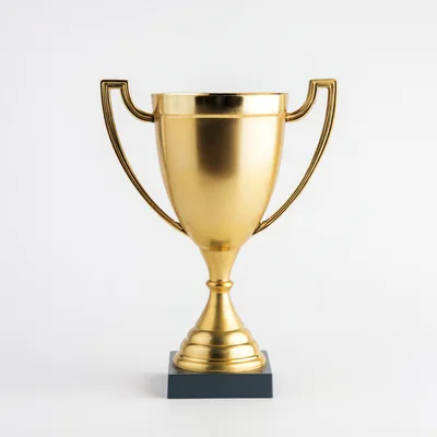 Golden Trophy Cup On A Plain White Background