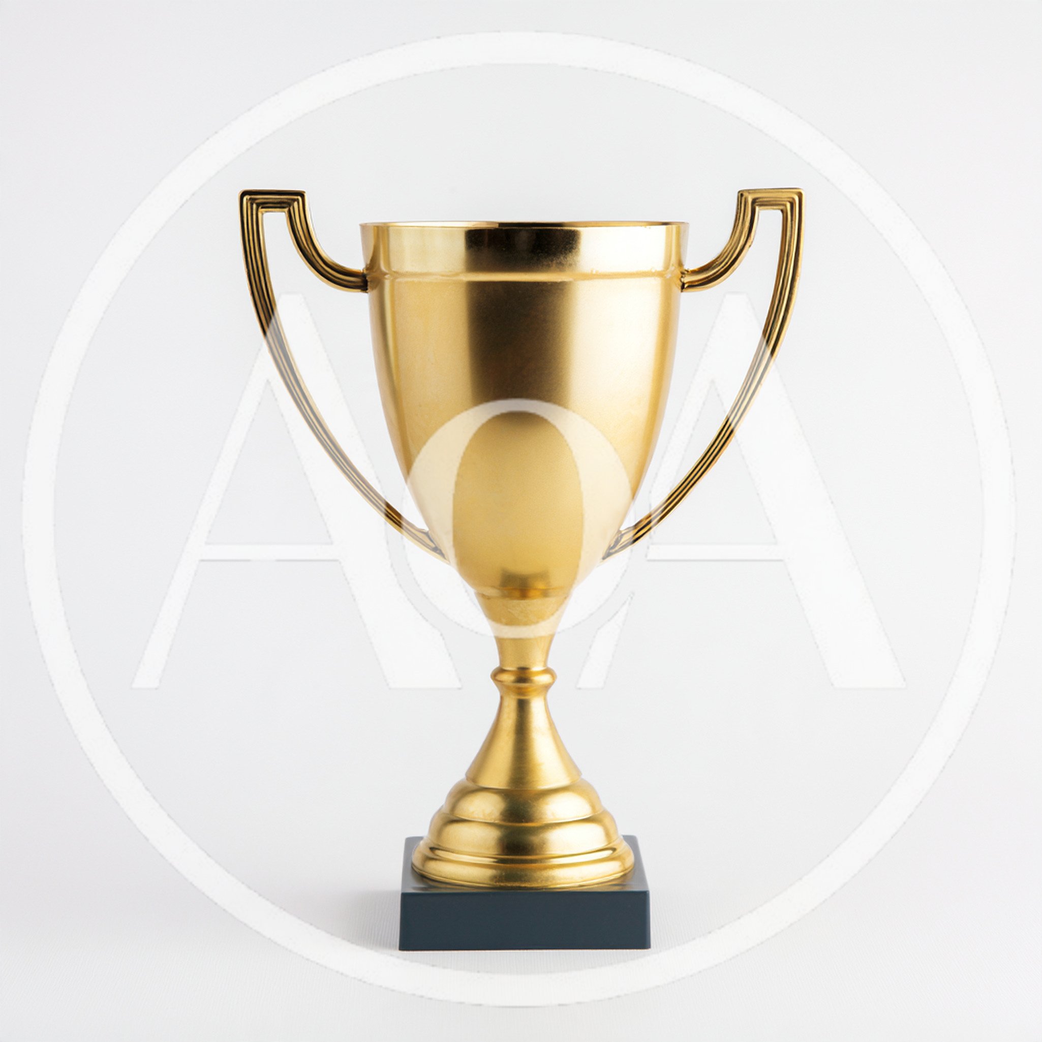 Golden Trophy Cup On A Plain White Background