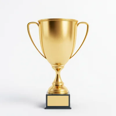 Golden Trophy Cup on White Background