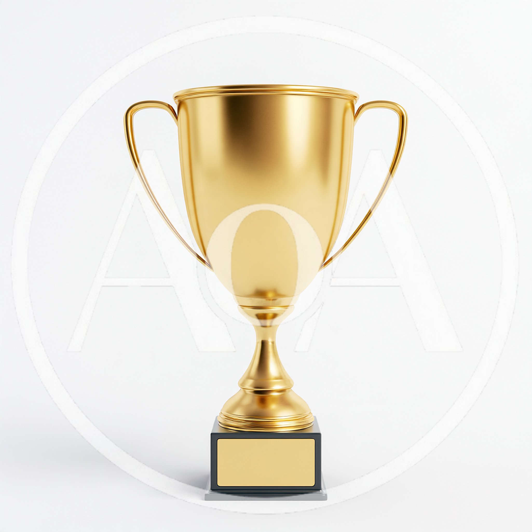 Golden Trophy Cup on White Background