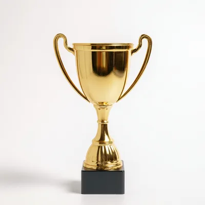 Shiny Gold Trophy Cup On Black Base