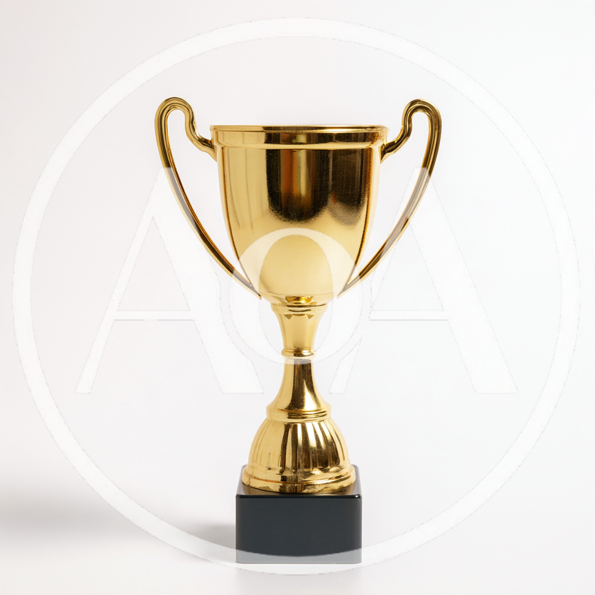 Shiny Gold Trophy Cup On Black Base