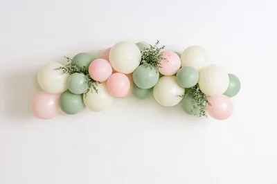Pastel Balloon Garland With Greenery Decor