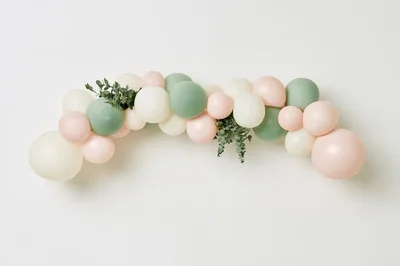Pastel Balloon Garland With Eucalyptus Leaves