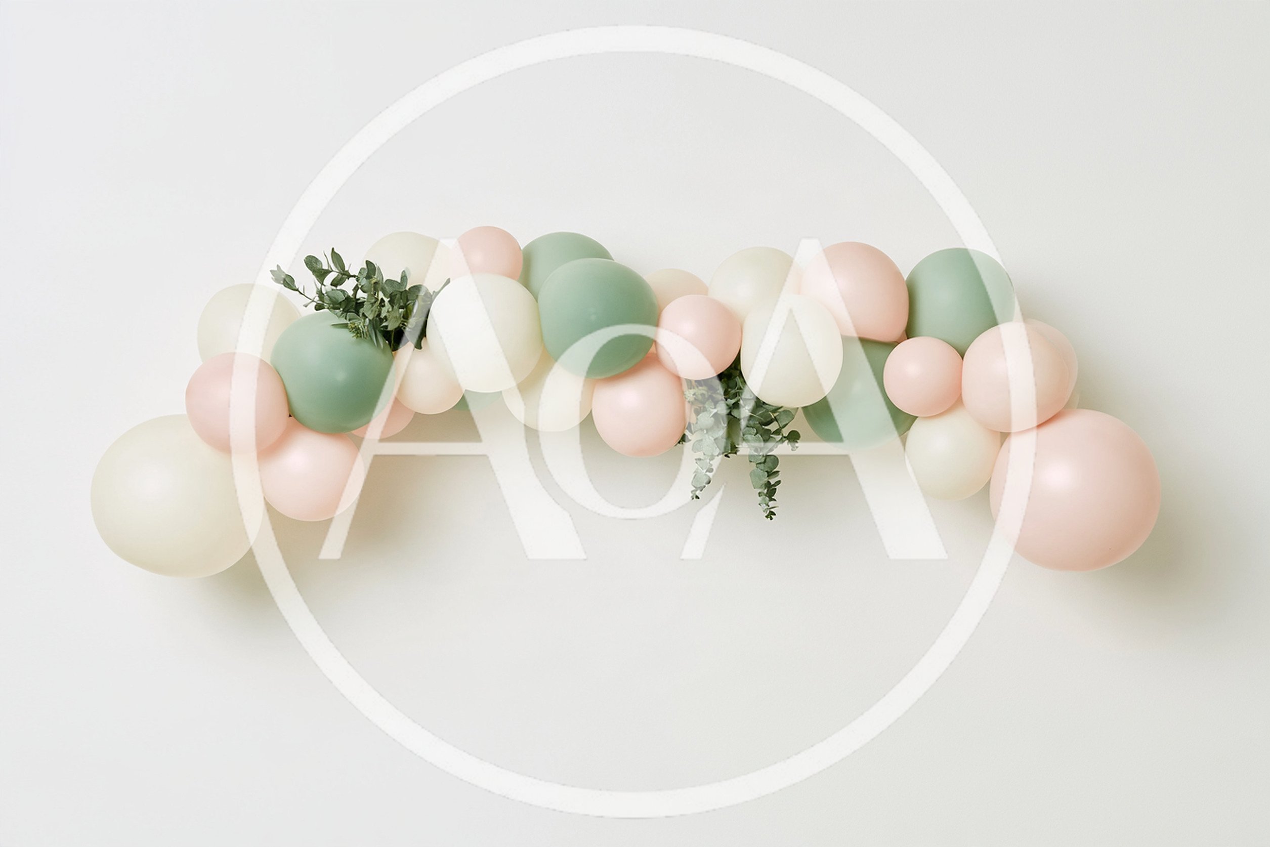 Pastel Balloon Garland With Eucalyptus Leaves