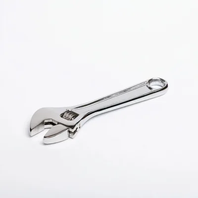 Adjustable Steel Wrench on White Background