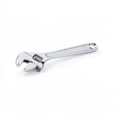 Adjustable Chrome Wrench Isolated On White Background