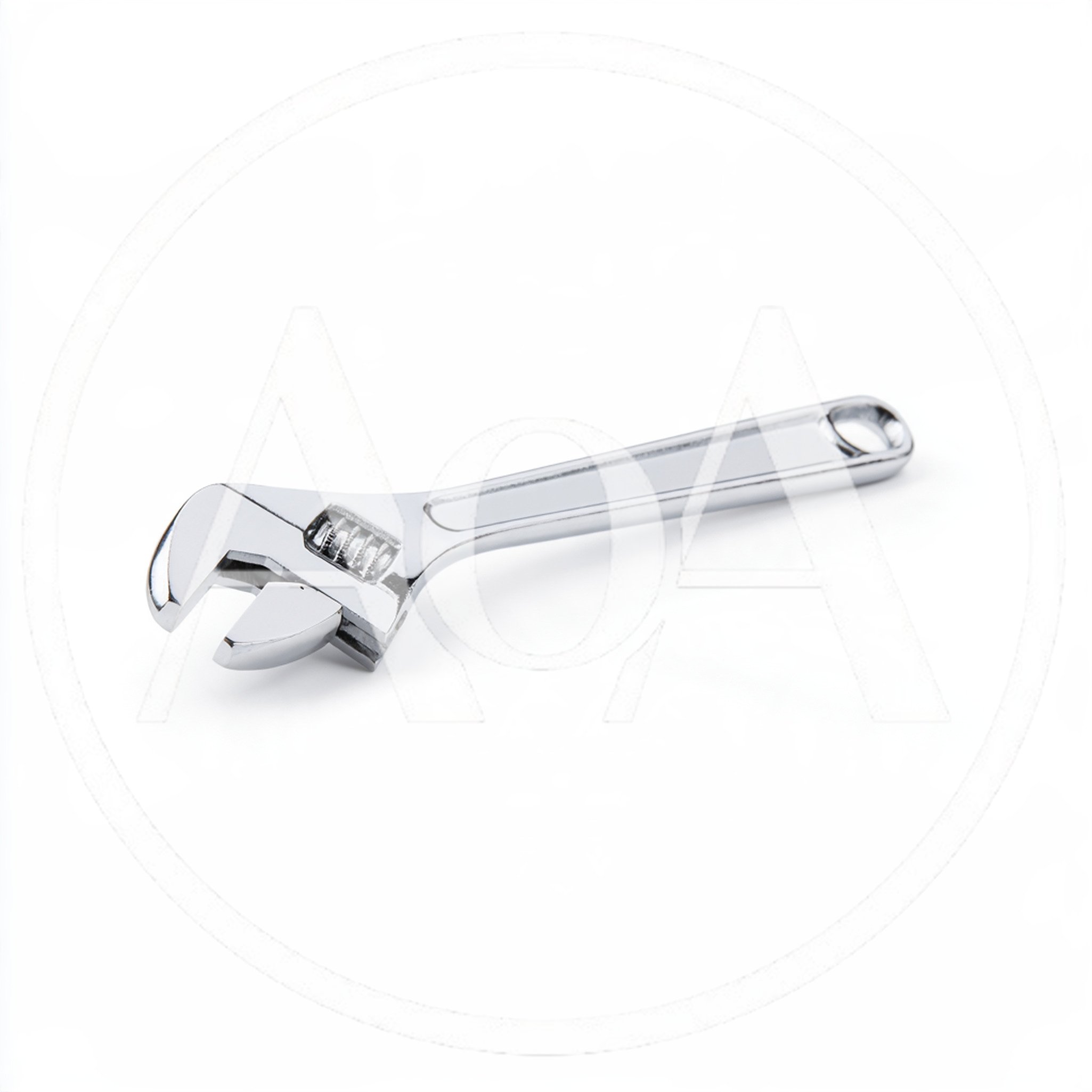Adjustable Chrome Wrench Isolated On White Background