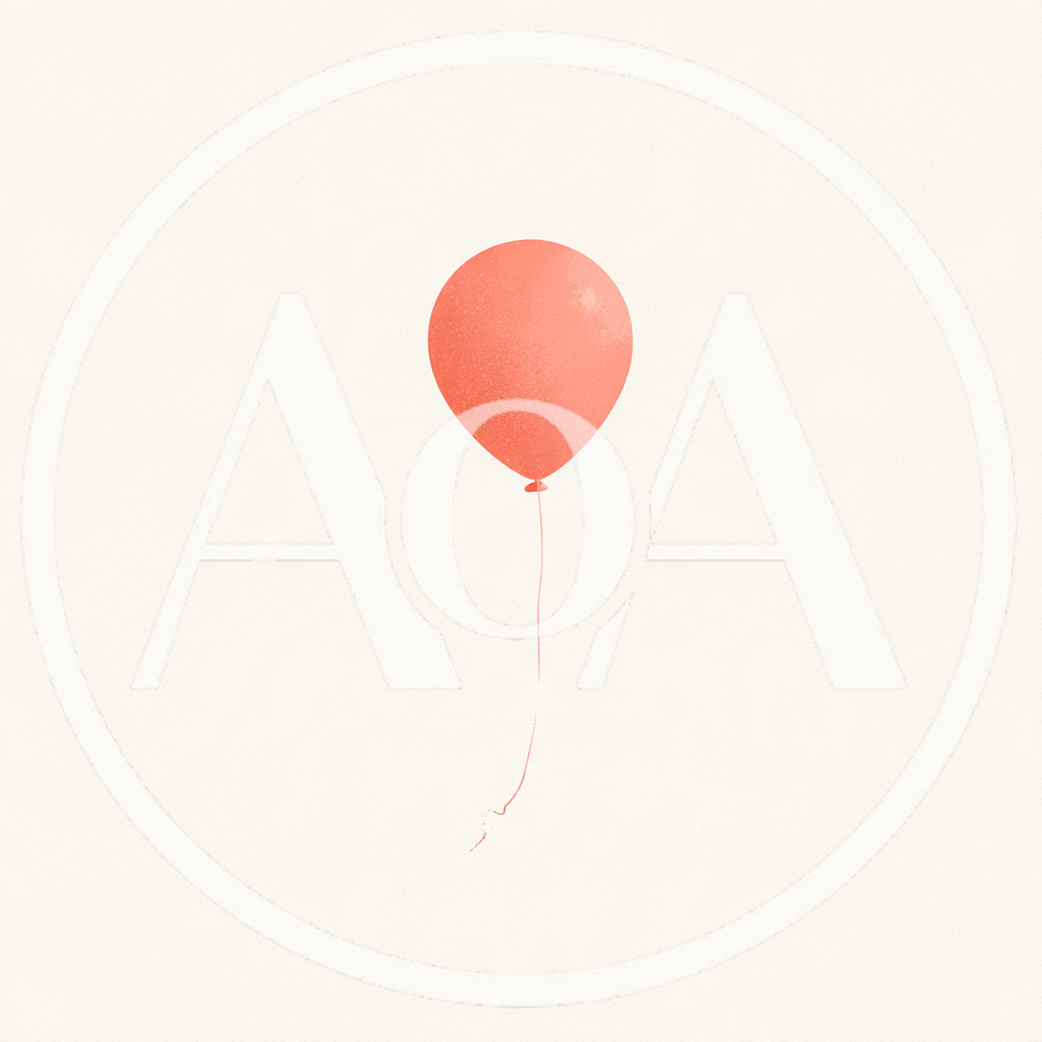 Minimalist Coral Balloon Floating Against A Cream Background
